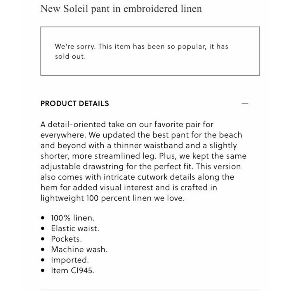 EUC J.Crew New Soleil pant in embroidered linen BLACK IVORY LARGE Pockets - Picture 2 of 9